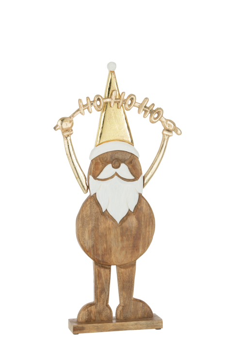 Figurina Santa Claus Hohoho, Lemn, Auriu, 48x2.5x60 cm [1]
