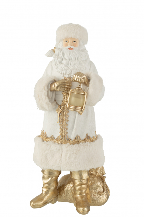Figurina Santa Claus, Rasina, Alb, 20.5x18.5x44.5 cm