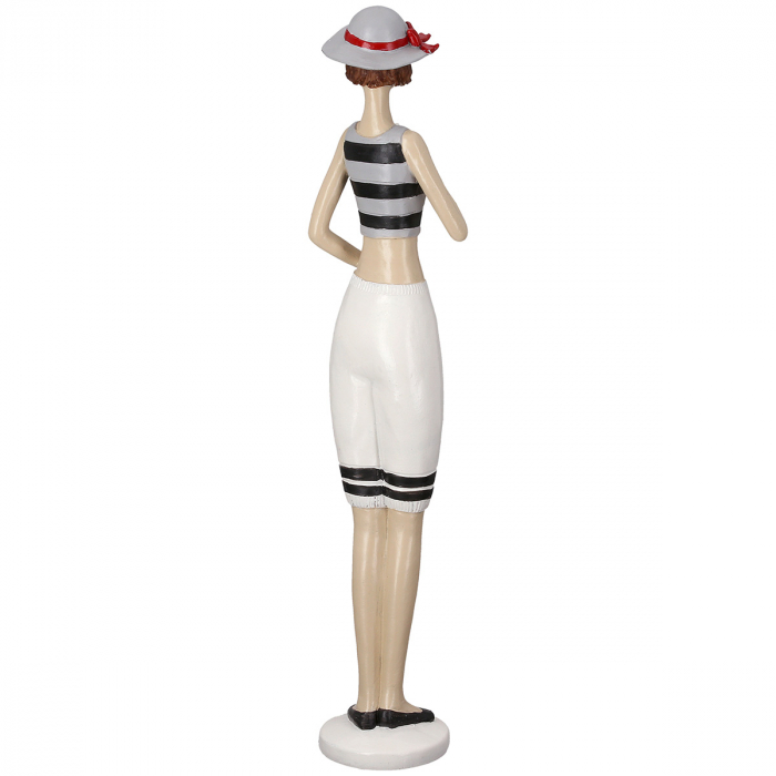 Figurină, Sirenă, Motiv pălărie, punctată, dungi, Rășină sintetică, crem, gri, PU 2, 2 asortate, L. 7 cm, L. 12 cm, H 37 cm [6]
