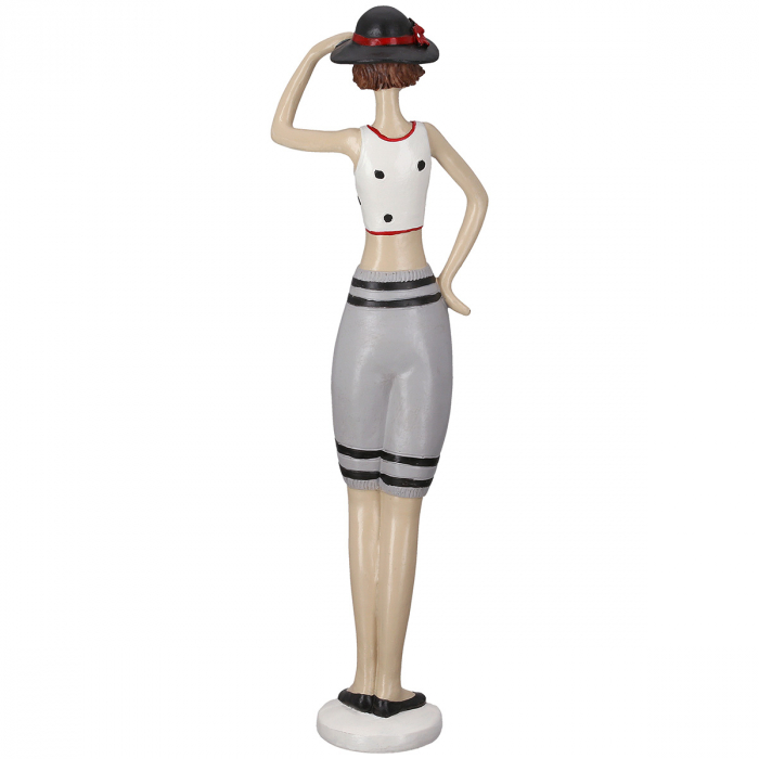 Figurină, Sirenă, Motiv pălărie, punctată, dungi, Rășină sintetică, crem, gri, PU 2, 2 asortate, L. 7 cm, L. 12 cm, H 37 cm [4]