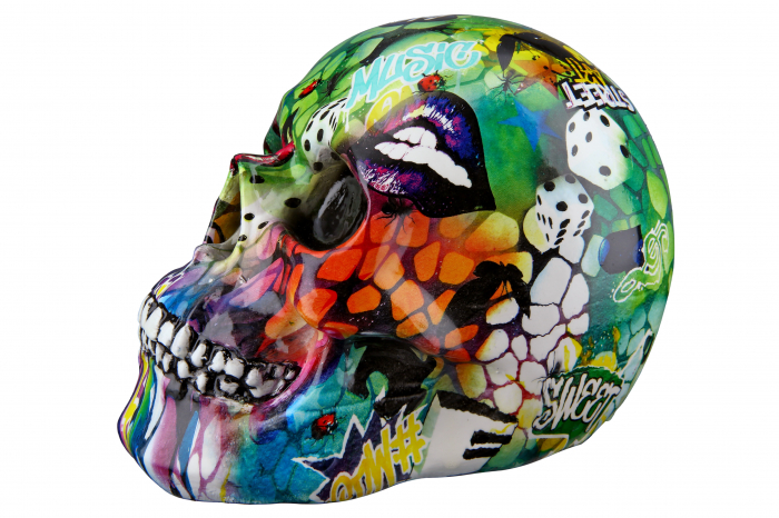 Figurina Skull Street Art, Rasina, Multicolor, 19x13x11 cm