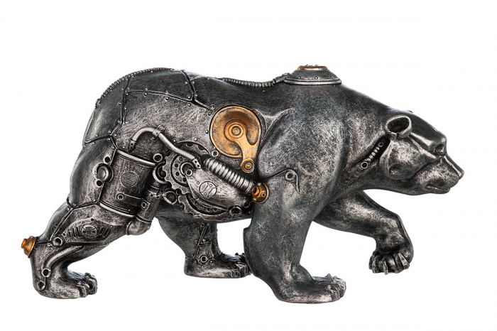 Figurina Steampunk Bear, Rasina, Argintiu/Auriu, 25x12x8 cm [5]