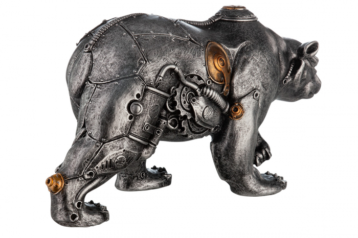 Figurina Steampunk Bear, Rasina, Argintiu/Auriu, 25x12x8 cm [3]