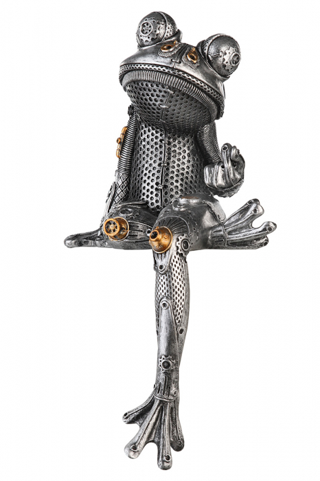 Figurina Steampunk Frog, Rasina, Argintiu/Auriu, 17x31x13 cm [5]