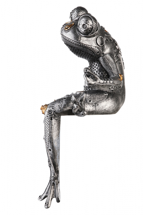 Figurina Steampunk Frog, Rasina, Argintiu/Auriu, 17x31x13 cm [4]