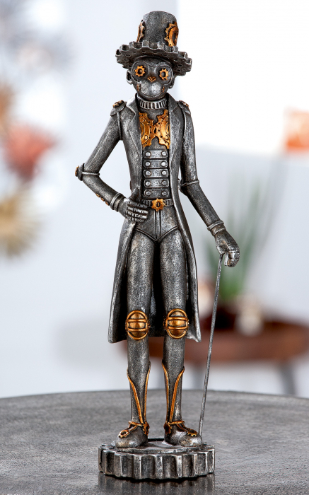 Figurina Steampunk Monkey, Rasina, Argintiu, 13x35x9 cm
