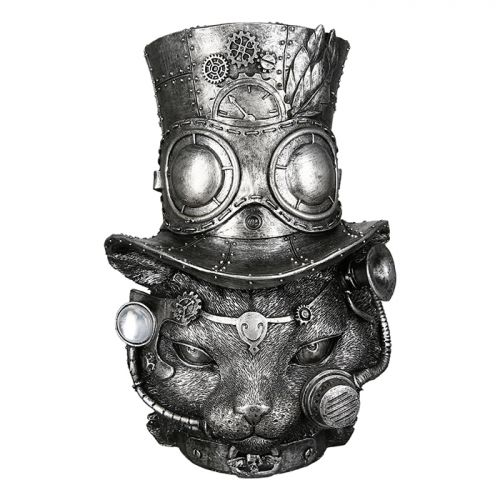 Figurina Steampunk, rasina, argintiu, 14x16x24 cm