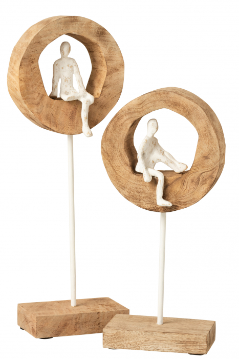 Figurina Thinker Ring, Lemn, Natural, 18x9x48 cm [2]