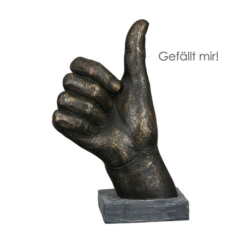 Figurina thumbs up, rasina, bronz gri, 8x14x22 cm