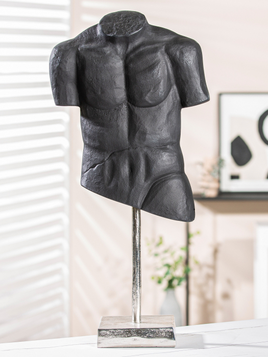 Figurina Torso, aluminiu, negru, 27x55x12.5 cm