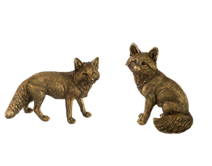 Figurina, Vulpe, „Fabian”, Rasina sintetica, culoare bronz, PU 4, 2 asortate, L. 9,5 cm, L. 24 cm, H 16,5 cm [1]
