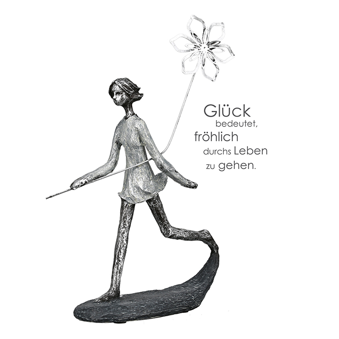 Figurina Walking rasina metal, gri argintiu, 23x14.5x6.5 cm imagine 2021 lotusland.ro