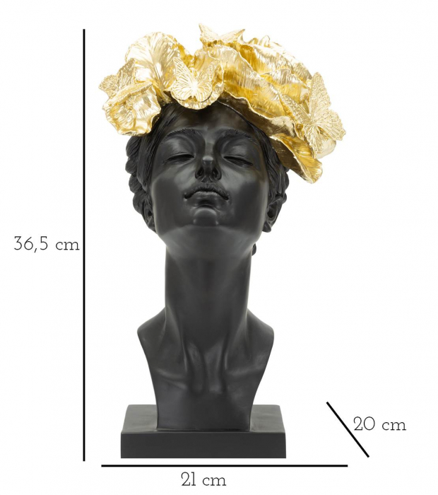 Figurina Woman With Butterfly, Rasina, Negru/Auriu, 36.5x21x20 cm [2]