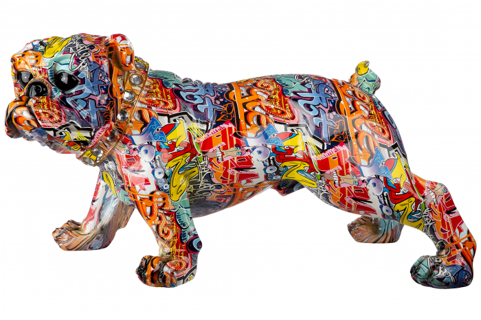 Figurina XL Pug Street Art, Rasina, Multicolor, 75x40x36 cm 75x40x36