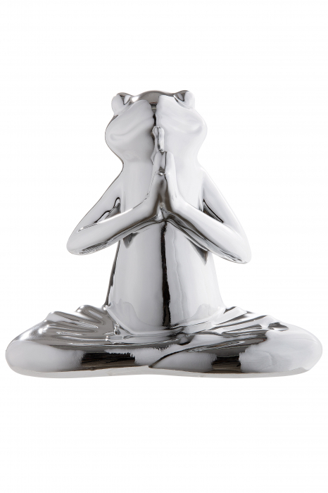 Figurina Yoga Frog, Ceramica, Argintiu, 21x20x9x cm [3]