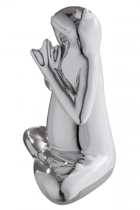 Figurina Yoga Frog, Ceramica, Argintiu, 21x20x9x cm [2]