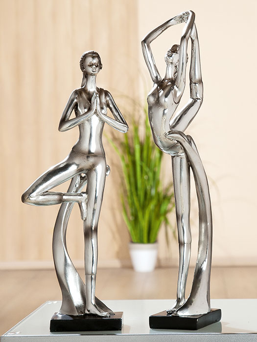 Figurina Yoga Lady Pirouette, rasina, argintiu, 7x40x13 cm