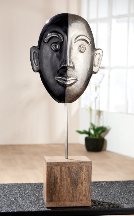 Figurina Yuma, aluminiu lemn, argintiu, 18x45x10 cm