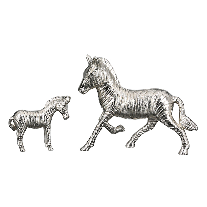 Figurina Zebra, aluminiu, argintiu, 29x24x7 cm