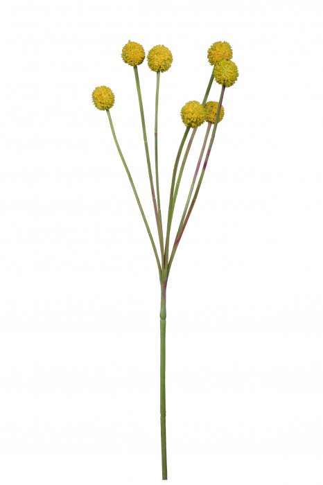 Floare artificiala CRASPEDIA, Fibre sintetice, Galben, 60 cm