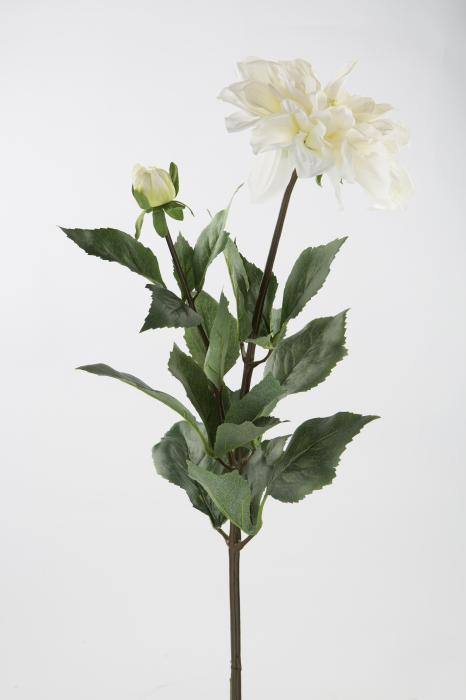 Floare artificiala Dahlia, Fibre artificiale, Alb, 70 cm [2]