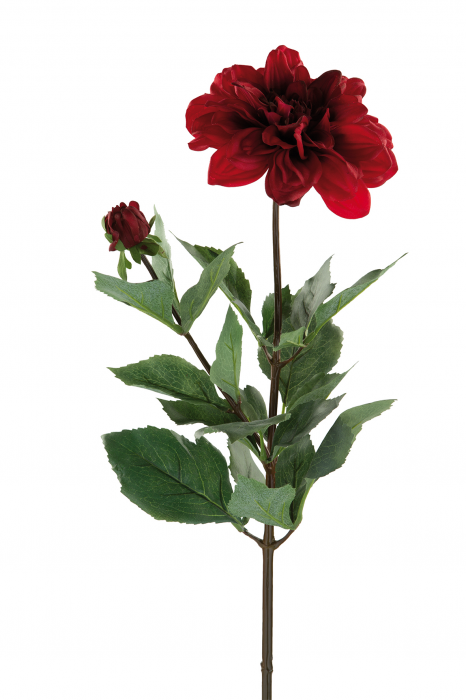 Poza Floare artificiala Dahlia, Fibre artificiale, Rosu, 70 cm