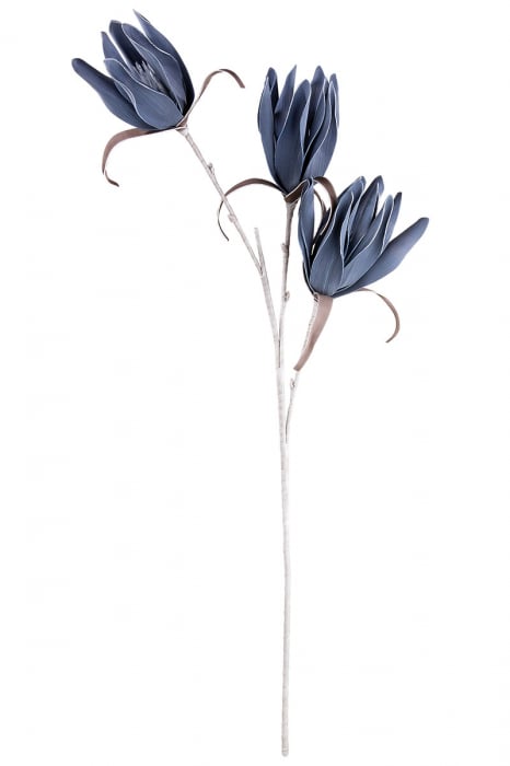 Poza Floare artificiala Denia, Fibre sintetice, Albastru, 7x7x115 cm