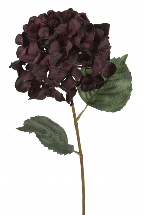 Floare artificiala hortensie, Fibre artificiale, Negru Mov, 68 cm