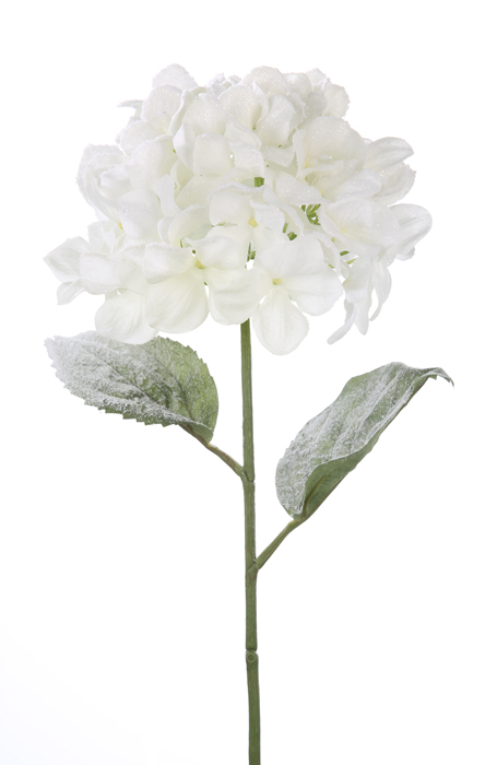 Floare artificiala Hydragea, Fibre artificiale, Alb, 68 cm