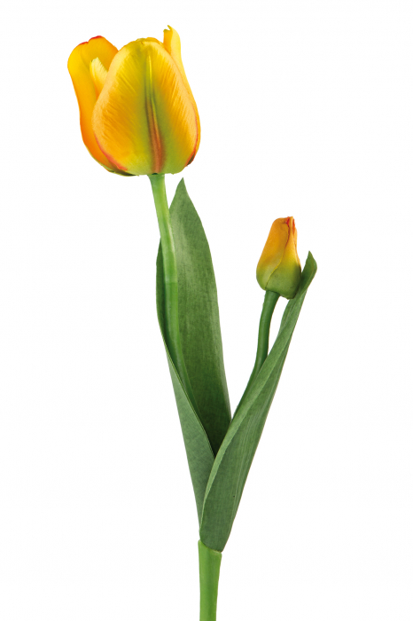 Poza Floare artificiala lalea Tulip, Fibre artificiale, Galben, 34 cm