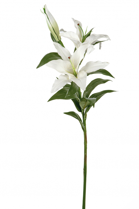 Floare artificiala Lily, Fibre artificiale, Alb, 88 cm