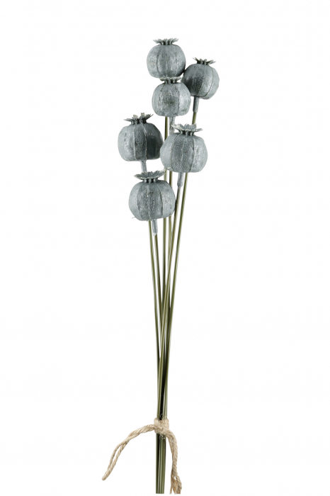 Poza Floare artificiala Mohnkapsel, Fibre artificiale, Gri, 6x67 cm