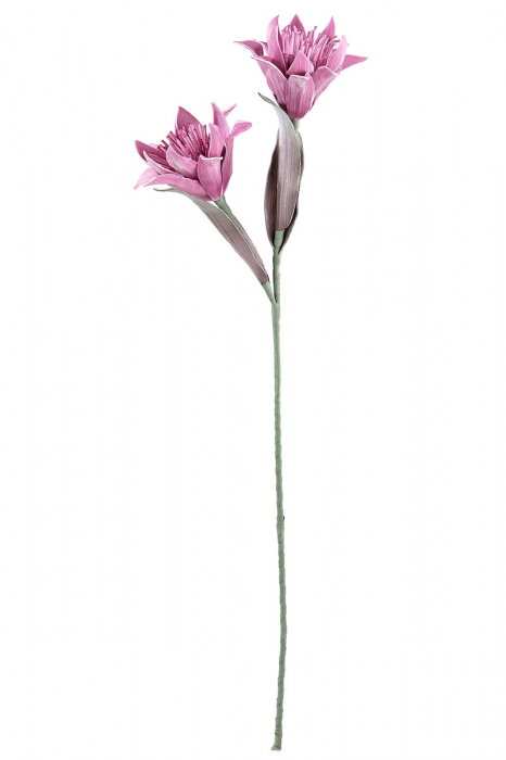 Poza Floare artificiala Reiki, Fibre sintetice, Roz, 20x20x95 cm