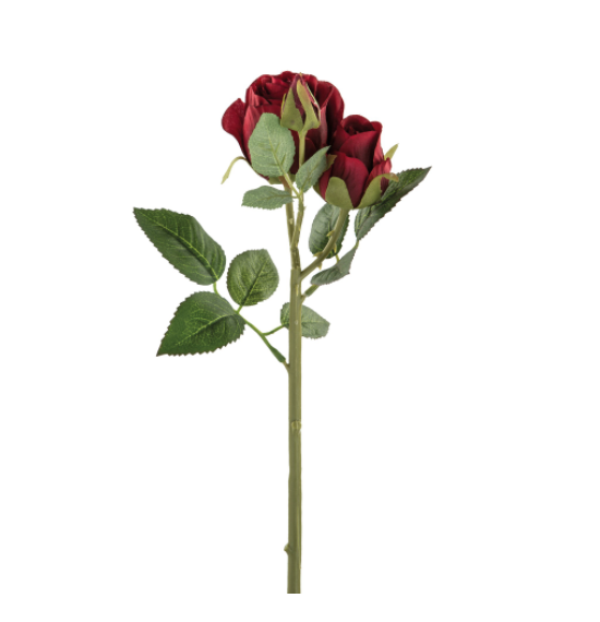 Poza Floare artificiala Rose, Fibre artificiale, Rosu, 40 cm