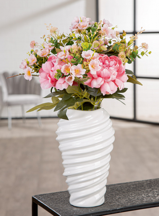 Floare artificială, Struț, Bujor, Rășină, roz, PU 3, H. 52 cm [3]