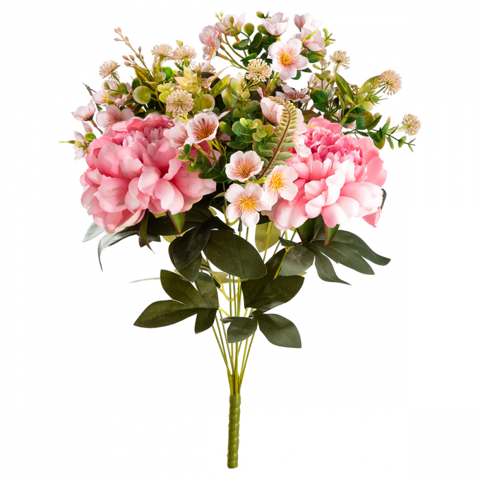 Floare artificială, Struț, Bujor, Rășină, roz, PU 3, H. 52 cm [1]