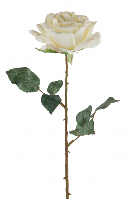 Poza Floare artificiala trandafir Rose, Fibre artificiale, Alb, 66 cm