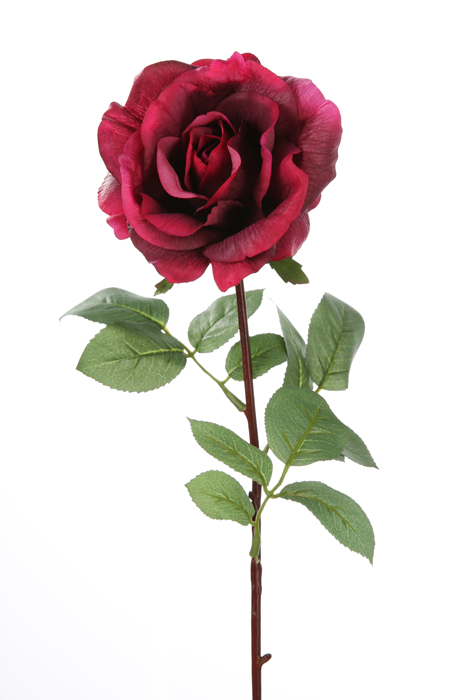Poza Floare artificiala trandafir Rose, Fibre artificiale, Rosu Verde, 70 cm