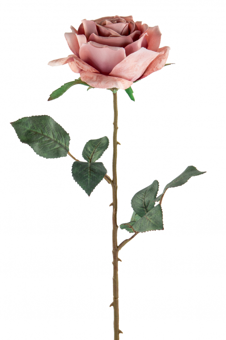 Floare artificiala trandafir Rose, Fibre artificiale, Roz, 66 cm