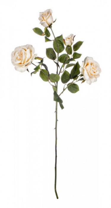 Poza Floare decorativa, tesatura, polietilena si sarma de fier, alb, 79cm