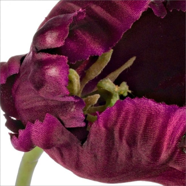 Floare decorativa, tesatura,  polietilena si sarma de fier, bordo, 7x76cm [2]