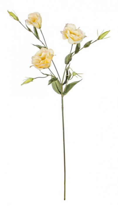 Floare decorativa, tesatura, polietilena si sarma de fier, galben, 76cm
