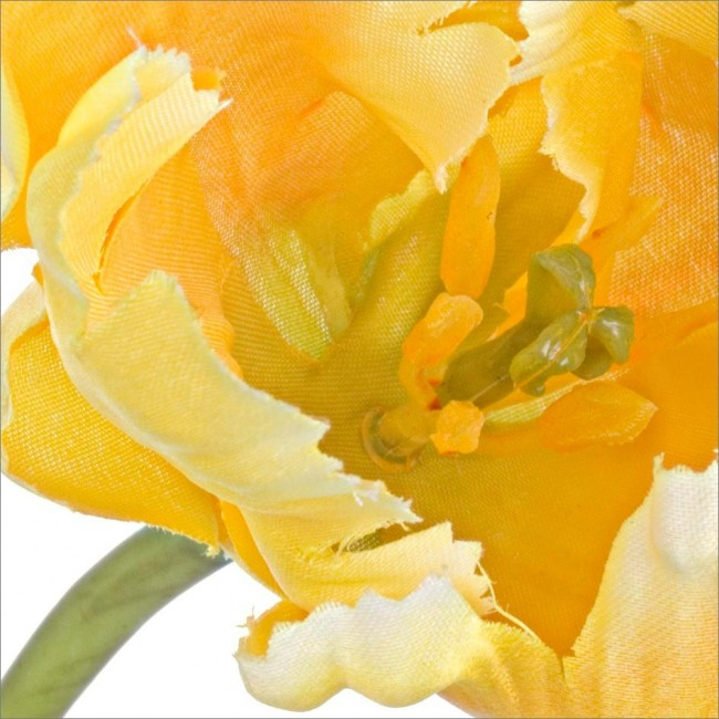 Floare decorativa, tesatura,  polietilena si sarma de fier, galben, 7x76cm [2]