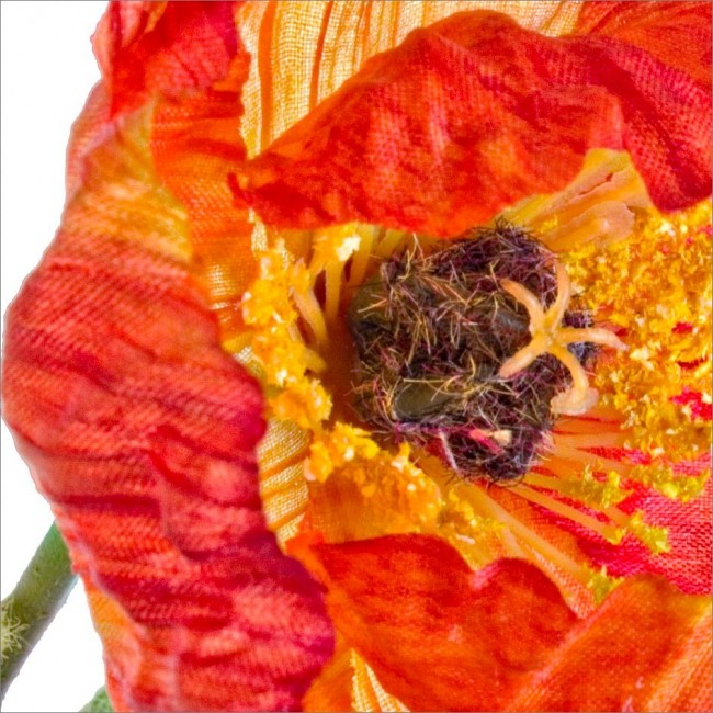 Floare decorativa, tesatura,  polietilena si sarma de fier, rosu, 89cm [2]