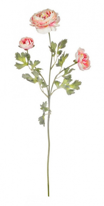 Floare decorativa, tesatura, polietilena si sarma de fier, roz, 61cm