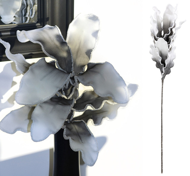 Floare spuma, LUNA, Plastic, Alb Gri, 20X20X95 cm