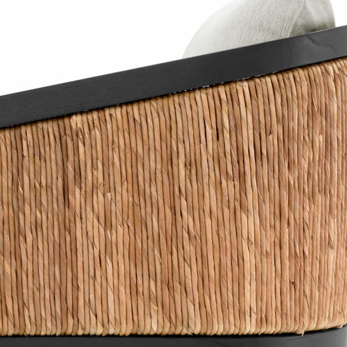 Fotoliu, Aruba clasic cu finisaj negru natur sea grass sentier cream, Dims: W. 75.5 | D. 80 | H. 70 | SD. 53 | SH. 39.5 | AH. 58  (CM) [6]