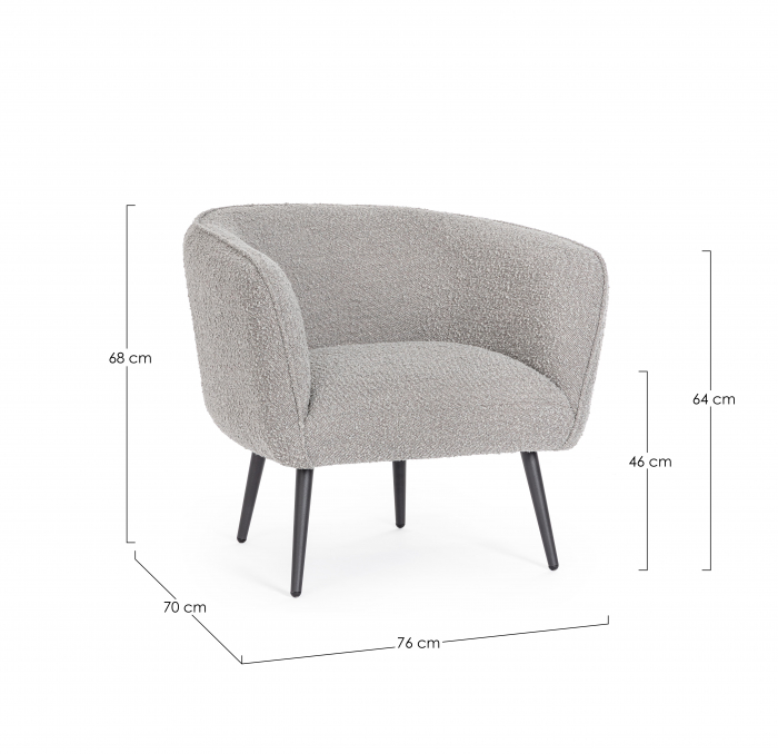 Fotoliu Avril, Poliester/Lemn, Gri, 76x70x68 cm [4]