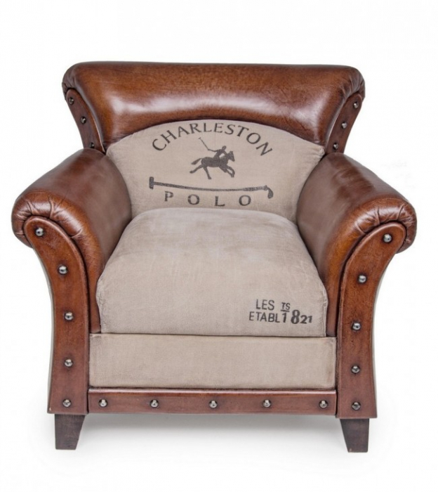Fotoliu Charleston, Piele, Maro, 86x76x77 [4]