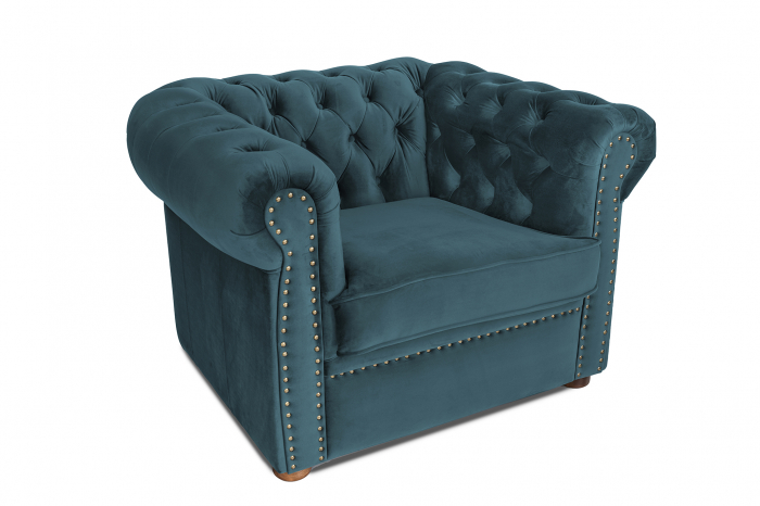 Fotoliu Chesterfield, albastru verzui, 94x80x86 cm [2]